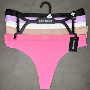 Steve Madden Women's No Show Thong Set in Pink, Tan, White, and Purple